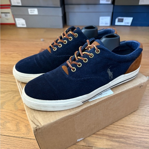 Polo by Ralph Lauren Men's Vaughn Navy Corduroy Sneakers - Picture 1 of 4